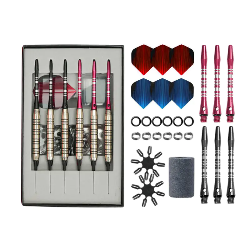 BL-3136 Ensemble de 6 fléchettes en fer nickelé à pointe souple de 18 g (étui rigide magnétique)